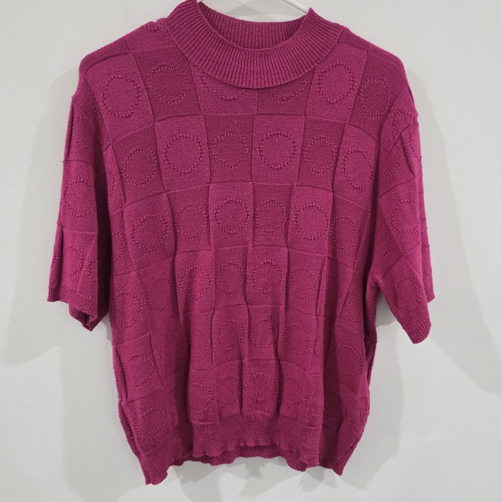 Vintage Southern Lady Womens Pointelle Knit Sweater Size XL Pink Granny Cottage‎